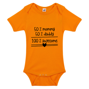 Romper met funny quote 50% Mommy Oranje