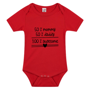 Romper met funny quote 50% Mommy Rood