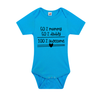 Romper met funny quote 50% Mommy Blauw