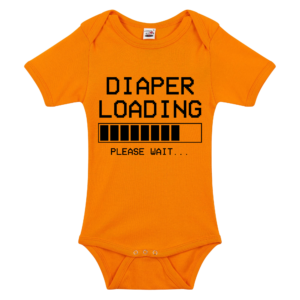 Romper met funny quote diaper loading Oranje