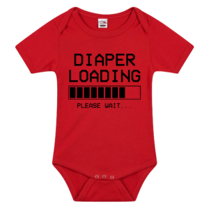 Romper met funny quote diaper loading Rood