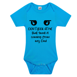 Romper met funny quote don`t look at me blue