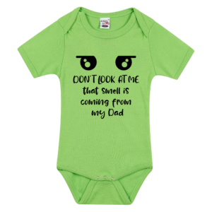 Romper met funny quote don`t look at me Lime
