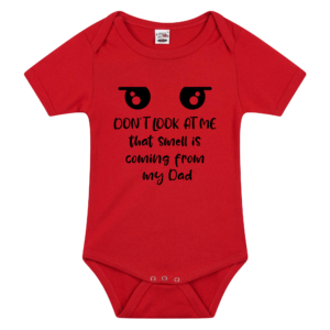 Romper met funny quote don`t look at me Rood