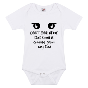 Romper met funny quote don`t look at me Wit