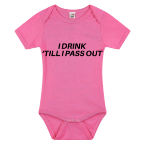 Romper met funny quote I drink `till i pass out Roze