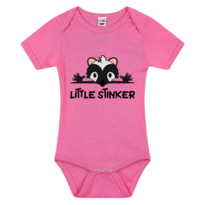 Romper met funny quote Little stinker Roze