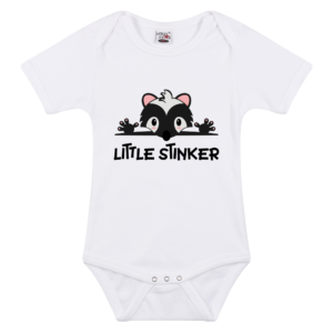 Romper met funny quote Little stinker Wit